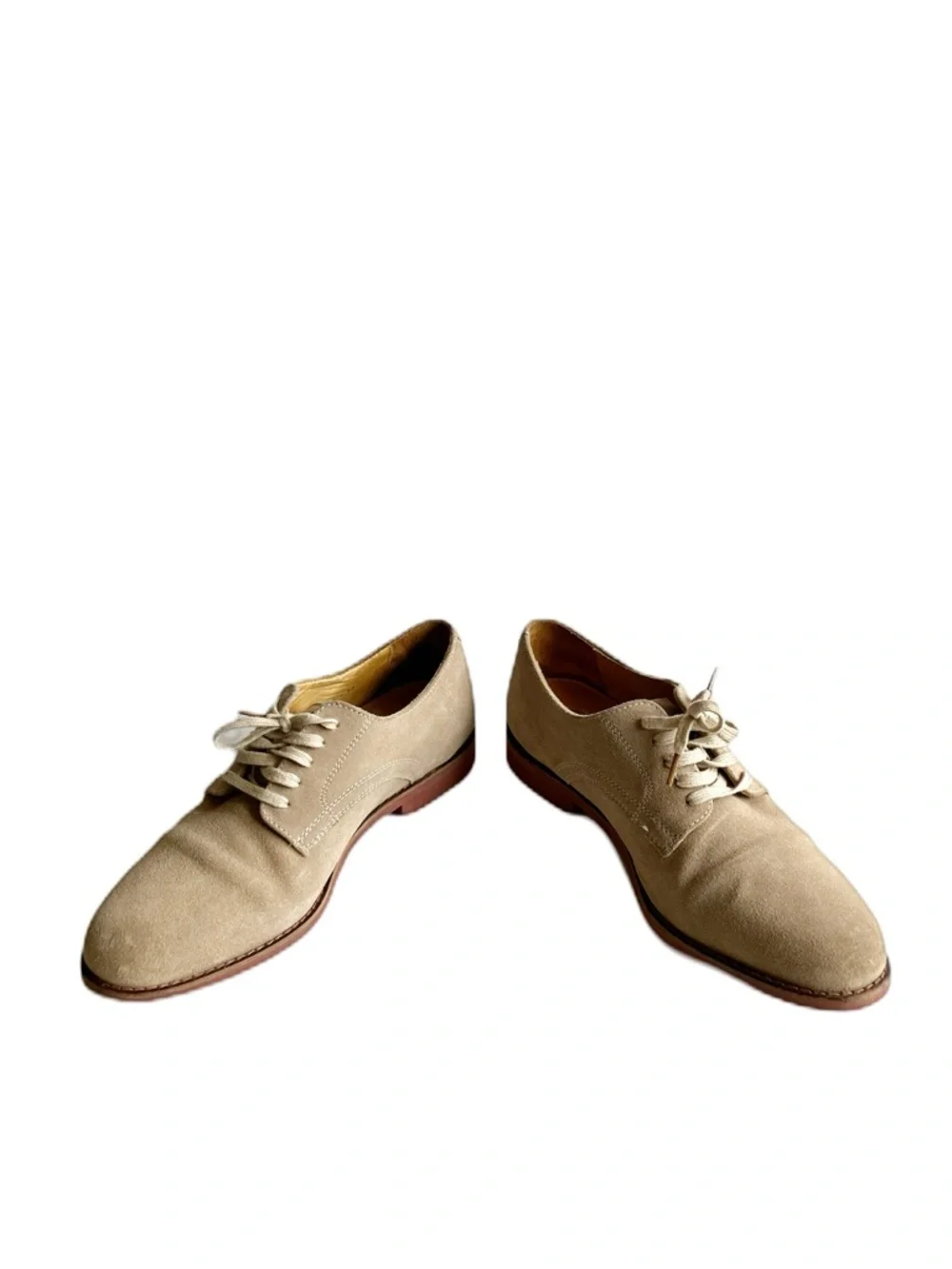 Cole Haan Men’s Great Jones Oxfords Shoes Size 7.5 Cream Beige Suede Derby Dress